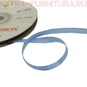 Лента атласная  6 мм  цв.183 голубой рул. 27,42м