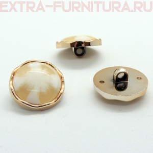 Пуговицы декор золото 25мм, арт. ПР 160, эмаль бело-бежевый (уп.50шт)