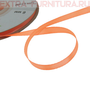 Лента атласная  6 мм  цв.073 оранжевый рул. 27,42м