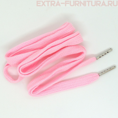 Шнурки плоские 130см, шир.10мм, Хлопок, наконечник металл, цв.розовый