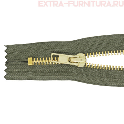 Молния джинсовая № 5, 18 см, латунь, цв.327 олива