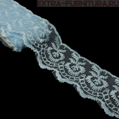 Кружево ш 3,5 см, цв.голубой (10 ярдов)