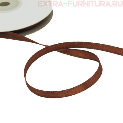 Лента атласная  6 мм  цв.200 коричневый  рул. 27,42м 