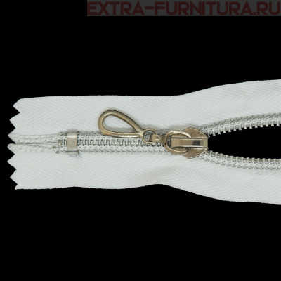 Молния спираль декор Т7 20см цв.белый/серебро н/р