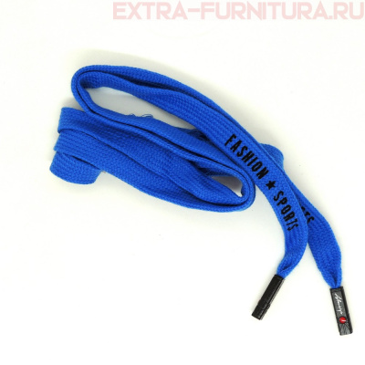 Шнурки плоские 130см, шир.12мм, FASHION SPORTS, металл.наконечник, цв.синий