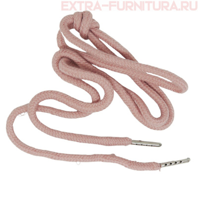Шнурки круглые 130см, шир.6мм, Хлопок, наконечник металл, цв.нюдовый